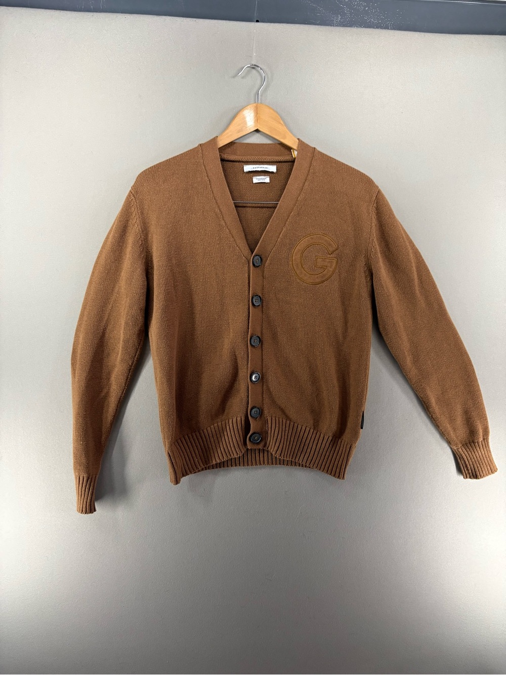 Gazzarrini MEN Cardigan Size Small Brown Cashmere Cotton Sweater Knitted Logo